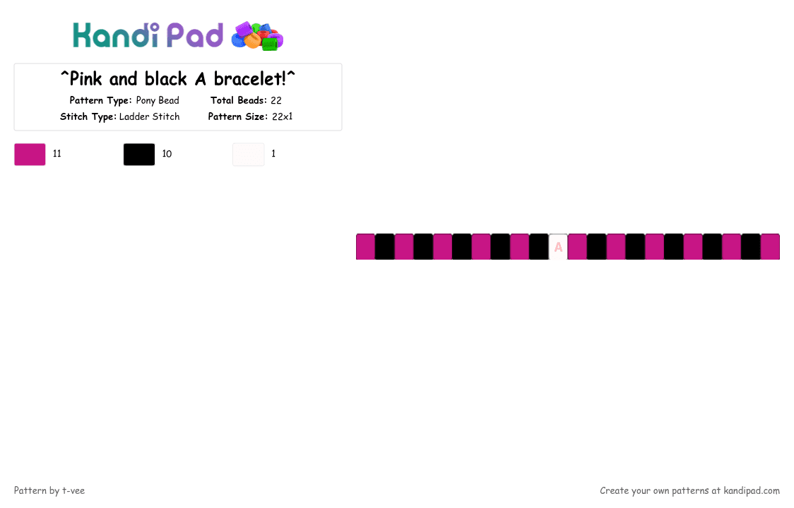 ^Pink and black A bracelet!^ - Pony Bead Pattern by t-vee on Kandi Pad - pink
