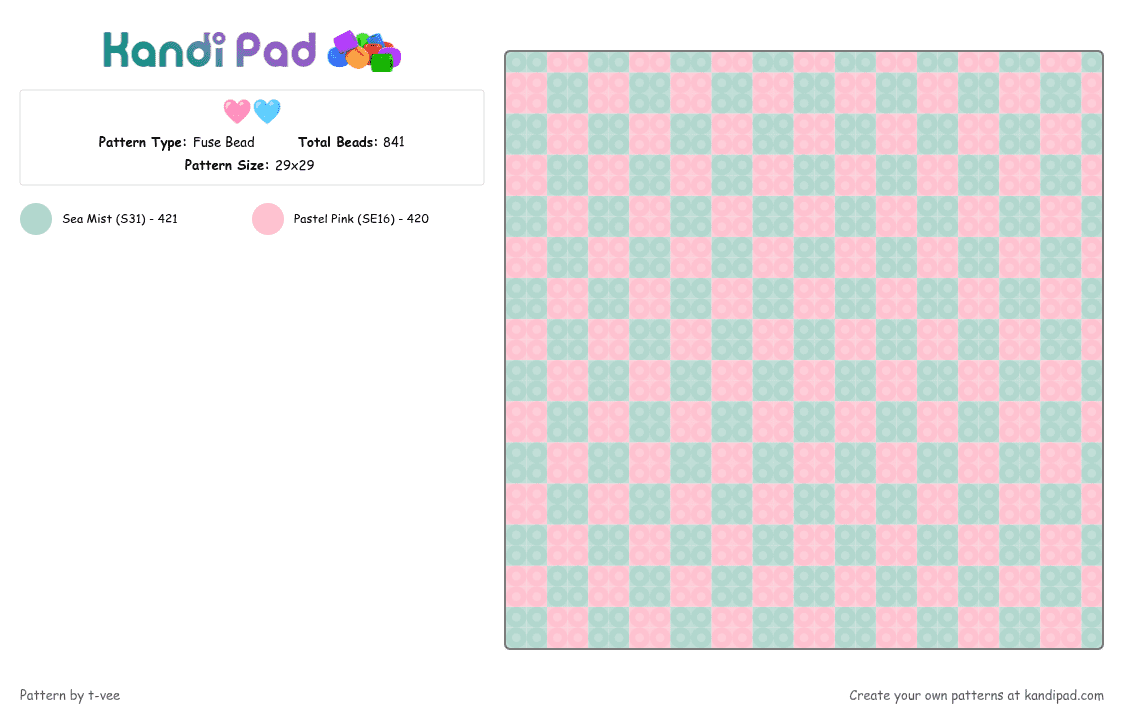 🩷🩵 - Fuse Bead Pattern by t-vee on Kandi Pad - light blue,pink