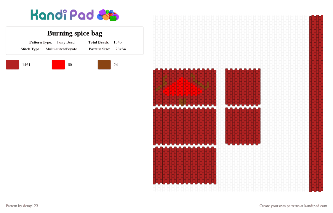 Burning spice bag - Pony Bead Pattern by demy123 on Kandi Pad - red,cookie run,crk