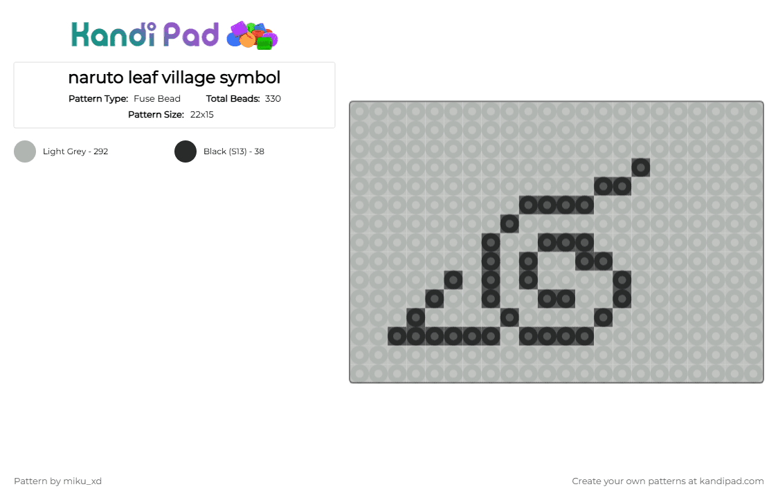naruto leaf village symbol - Fuse Bead Pattern by miku_xd on Kandi Pad - beige
