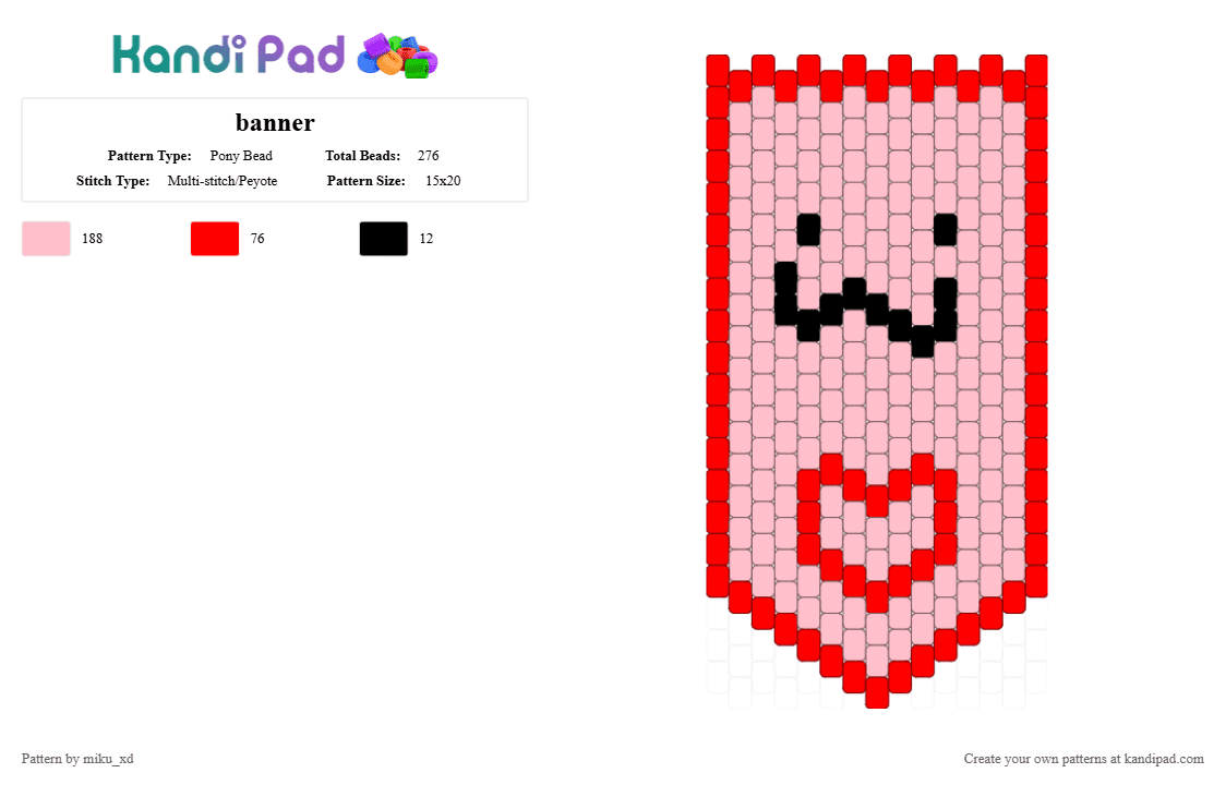 banner - Pony Bead Pattern by miku_xd on Kandi Pad - red,pink