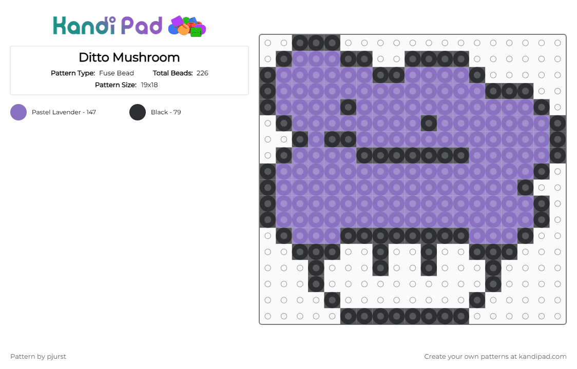 Ditto Mushroom Fuse Bead Pattern - Kandi Pad | Kandi Patterns, Fuse ...