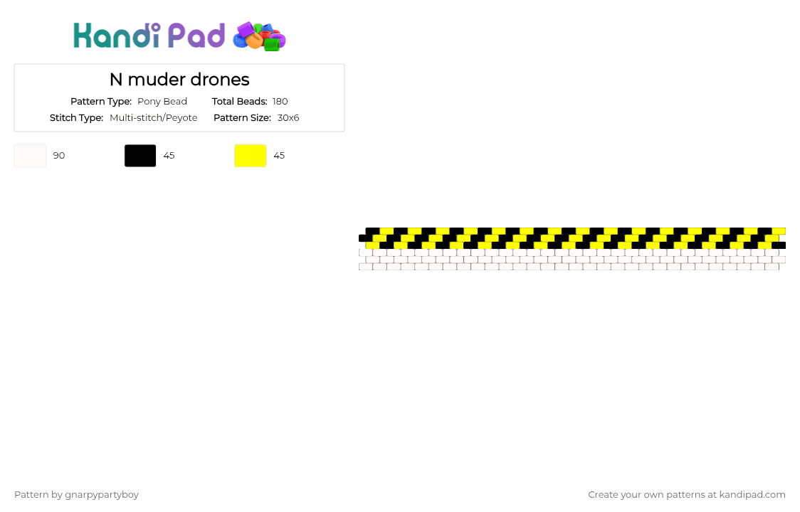 N muder drones - Pony Bead Pattern by gnarpypartyboy on Kandi Pad - yellow,white