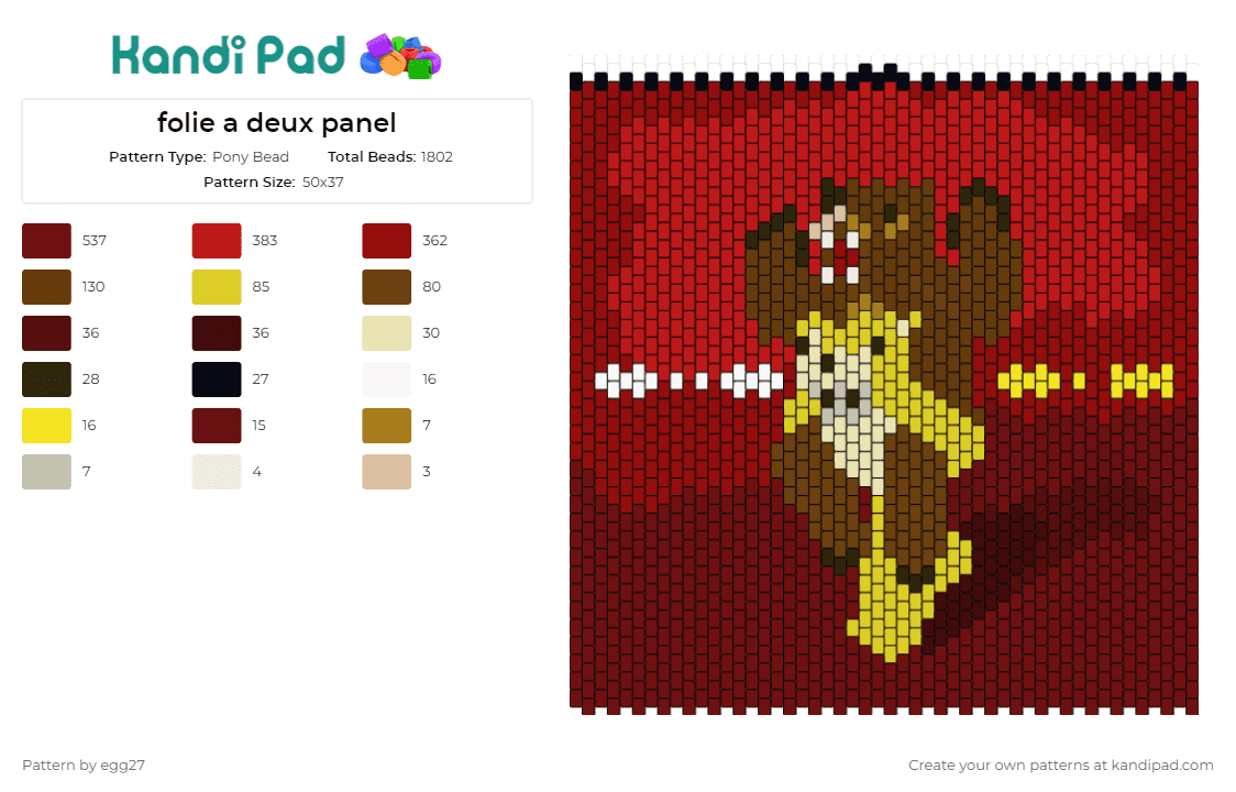 folie a deux panel - Pony Bead Pattern by egg27 on Kandi Pad - fall out boy,music,band,album,panel