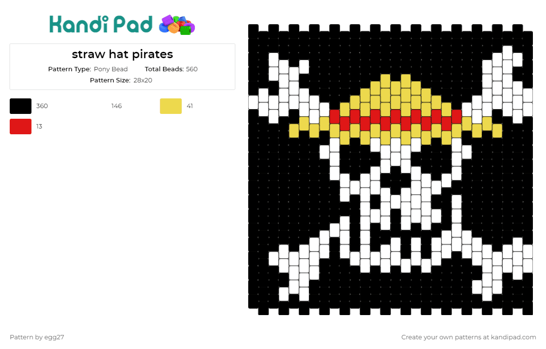 straw hat pirates - Pony Bead Pattern by egg27 on Kandi Pad - straw hat pirates,one piece,anime,tv shows