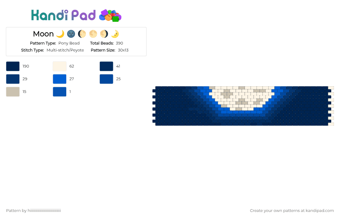 Moon 🌙 🌚 🌔 🌕 🌖 🌛 - Pony Bead Pattern by hiiiiiiiiiiiiiiiiiiiiiiiiiiiii on Kandi Pad - blue,cotdmoonlight