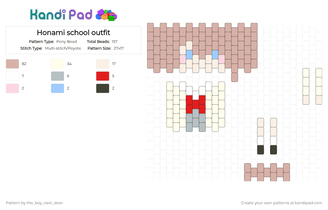 Honami school outfit - Pony Bead Pattern by the_boy_next_door on Kandi Pad - beige