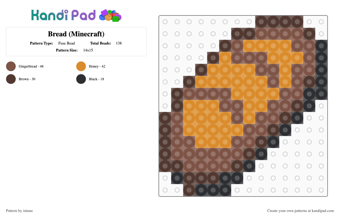 Bread (Minecraft) - Fuse Bead Pattern by intune on Kandi Pad - tan,orange