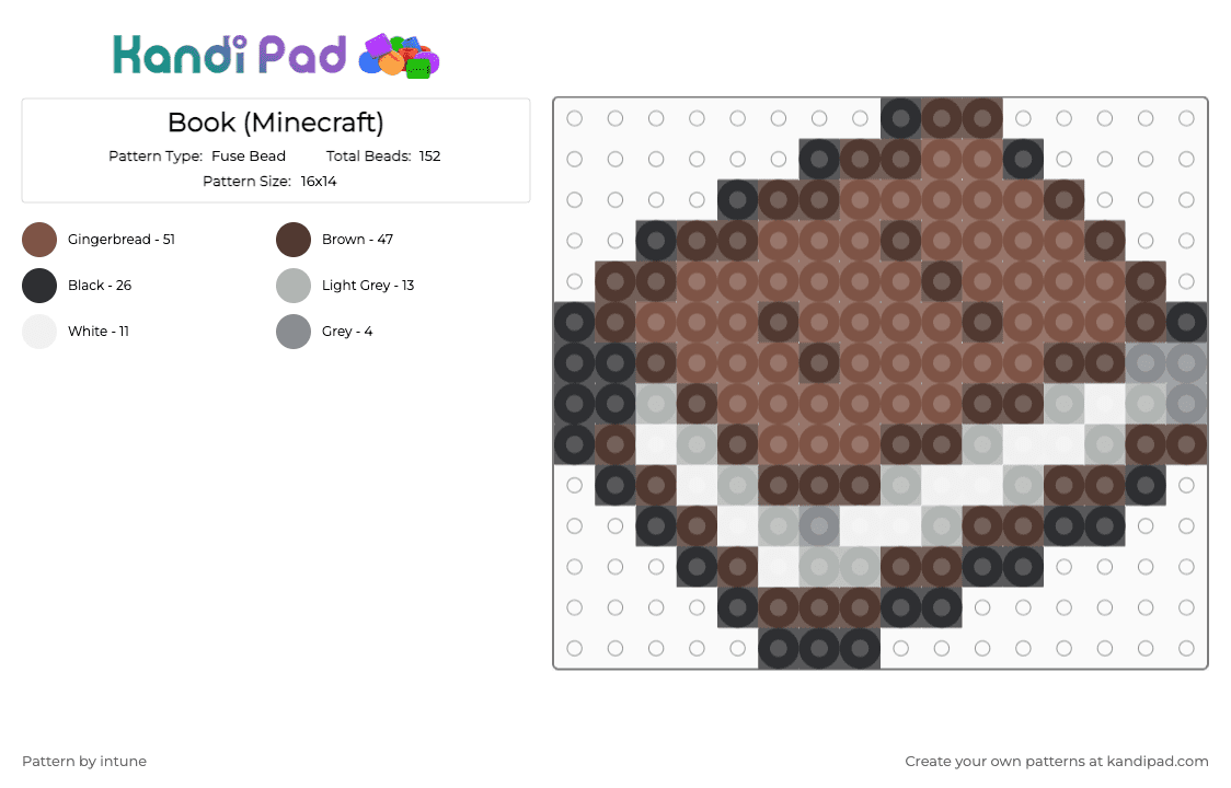Book (Minecraft) - Fuse Bead Pattern by intune on Kandi Pad - brown,tan
