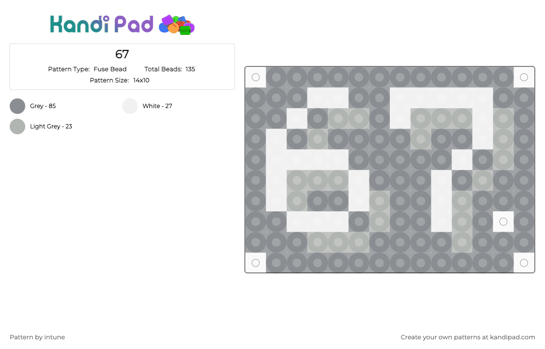 67 - Fuse Bead Pattern by intune on Kandi Pad - gray
