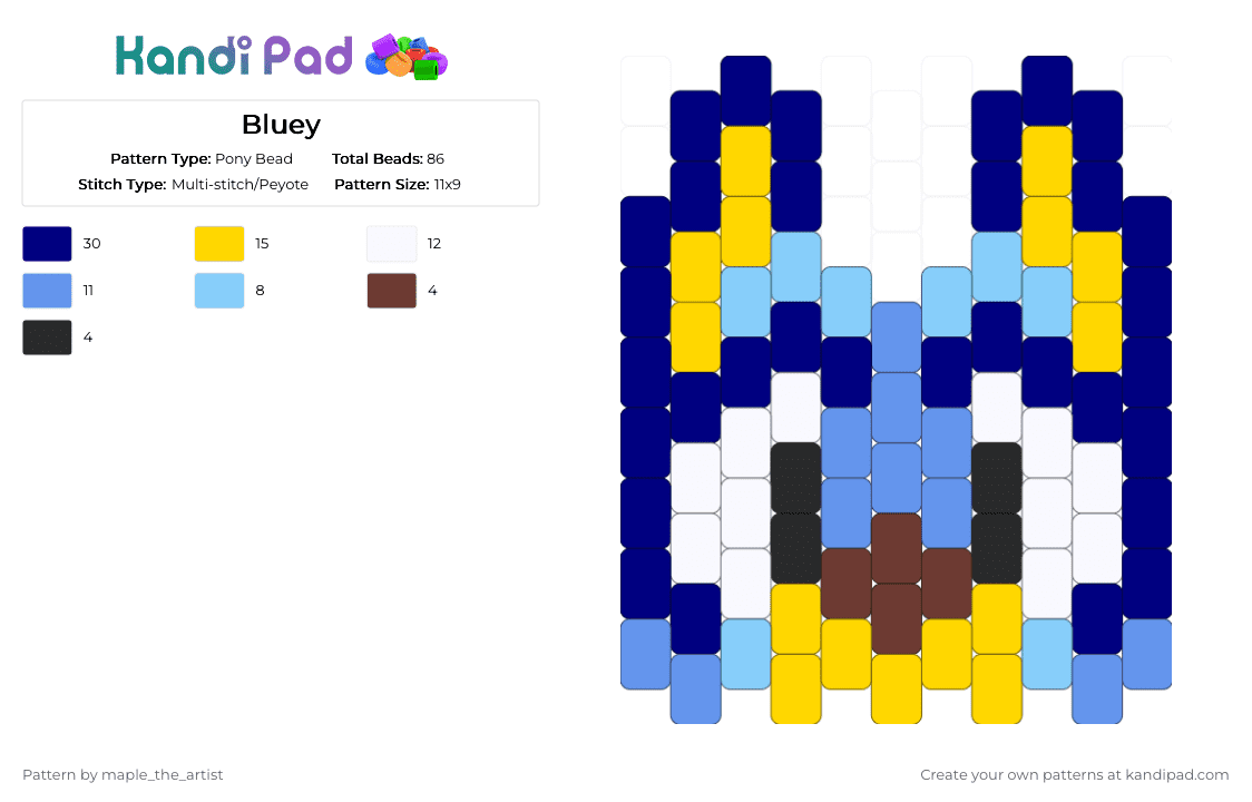 Bluey - Pony Bead Pattern by maple_the_artist on Kandi Pad - light blue,purple,bluey,charm,blueycharm