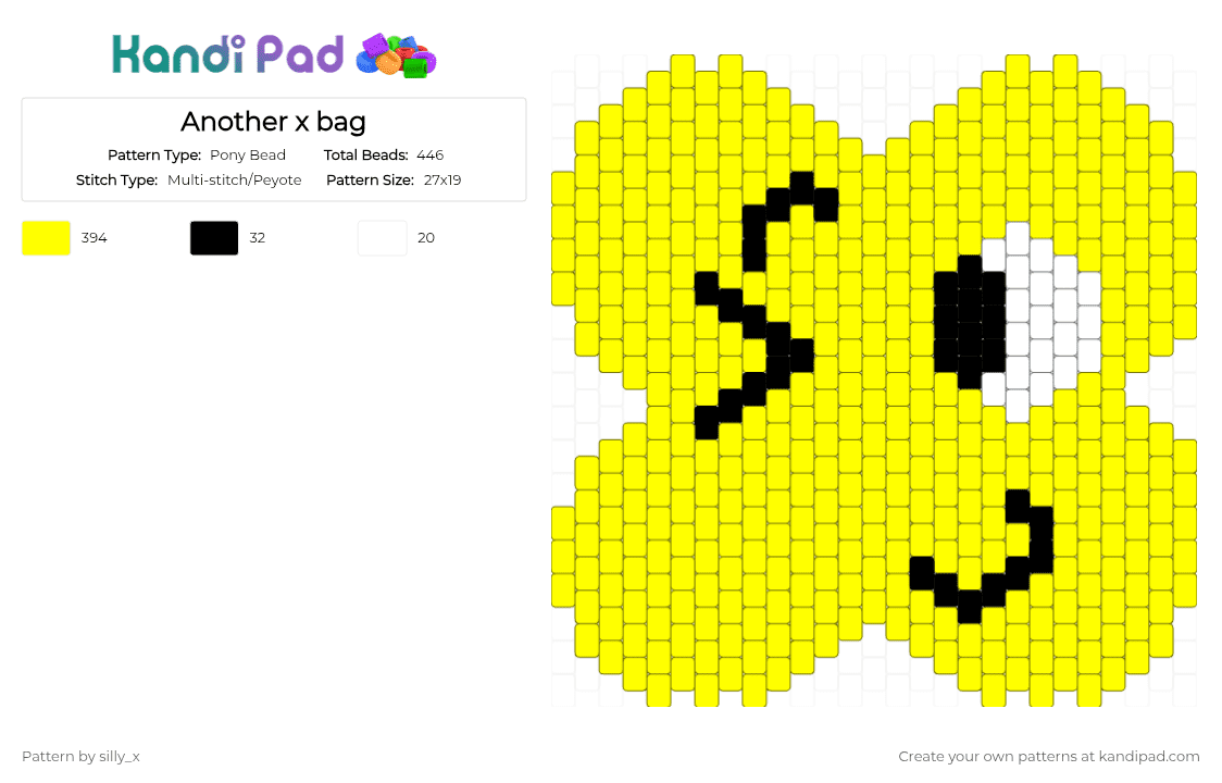 Another x bag - Pony Bead Pattern by silly_x on Kandi Pad - yellow