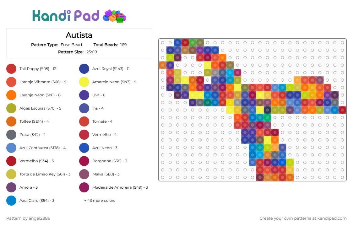 Autista - Fuse Bead Pattern by angel2886 on Kandi Pad - colorful, green, orange, pink, red