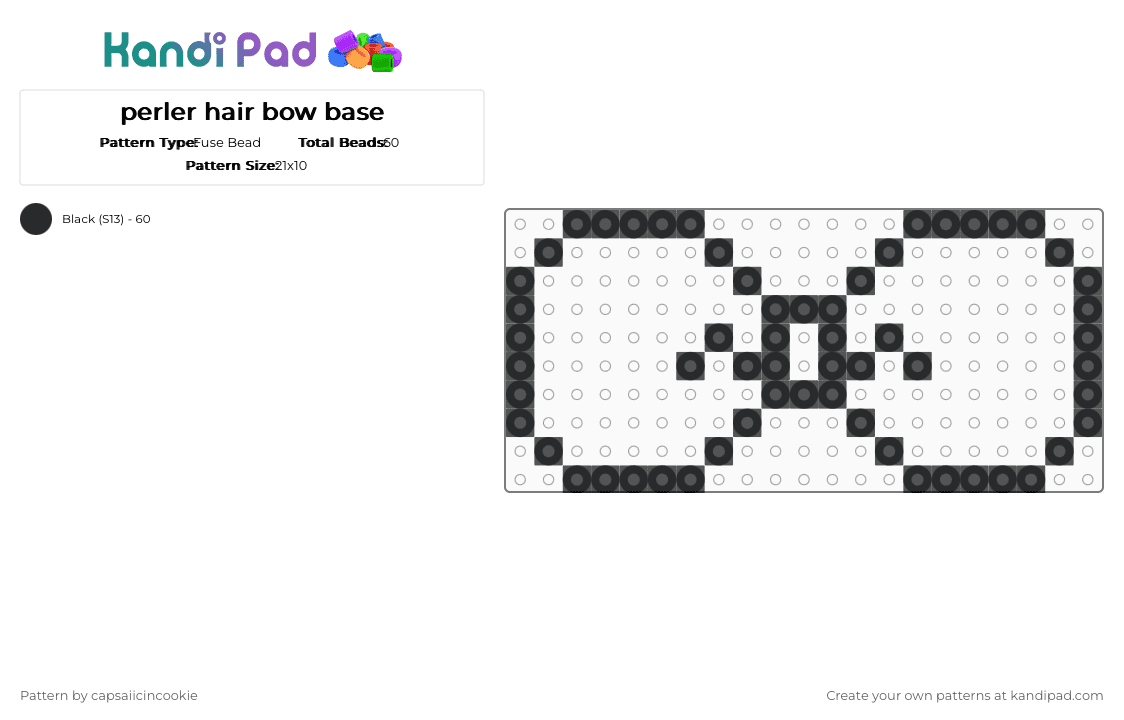 perler hair bow base - Fuse Bead Pattern by capsaiicincookie on Kandi Pad - black, bow, bowtie, fuse bead, hair bow, hair clip, perler bead