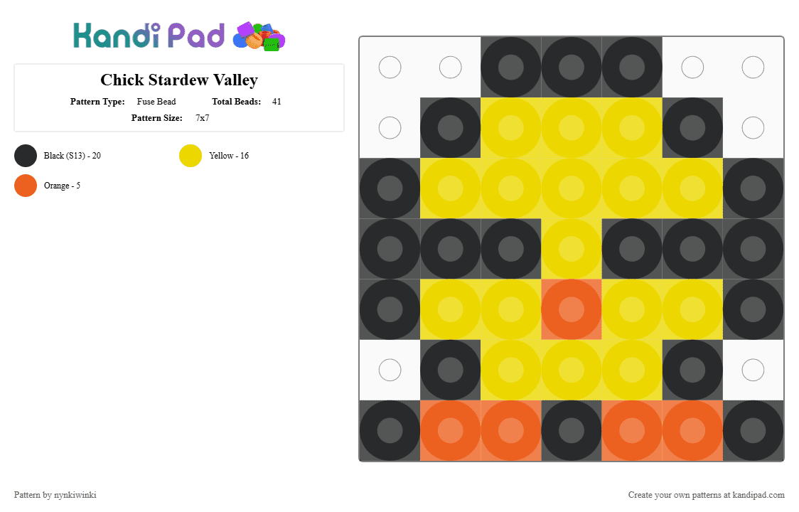 Chick Stardew Valley - Fuse Bead Pattern by nynkiwinki on Kandi Pad - yellow,stardewvalley,pollito,chick