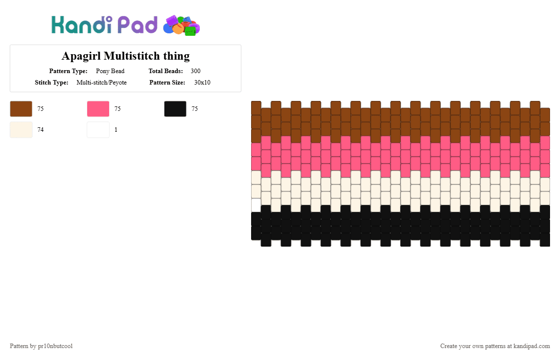 Apagirl Multistitch thing - Pony Bead Pattern by pr10nbutcool on Kandi Pad - pride, red, white