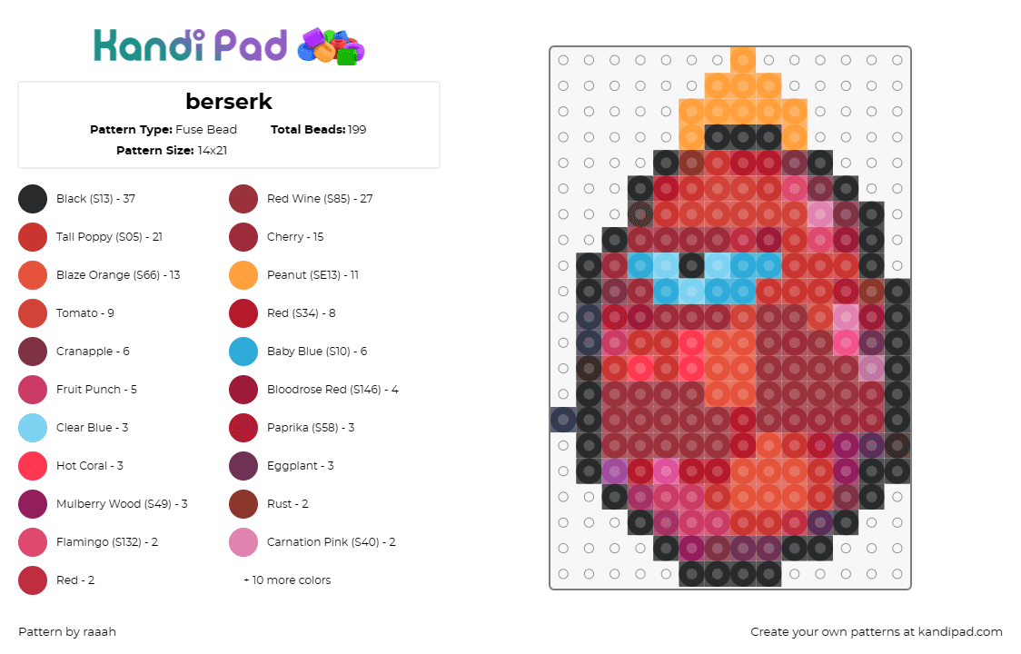 berserk - Fuse Bead Pattern by raaah on Kandi Pad - berserk,cyclops,egg,character,red