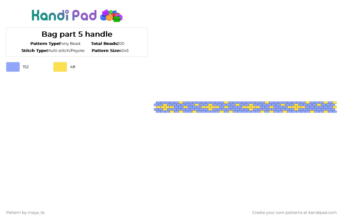 Bag part 5 handle - Pony Bead Pattern by maya_lis on Kandi Pad - light blue