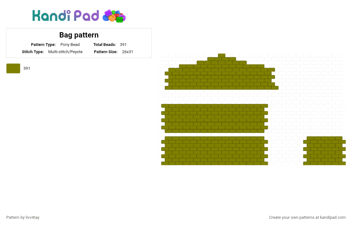 Bag pattern - Pony Bead Pattern by livv4tay on Kandi Pad - gold