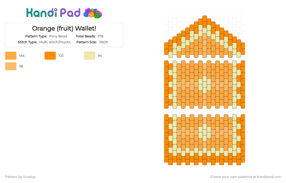 Orange (fruit) Wallet! - Pony Bead Pattern by livv4tay on Kandi Pad - orange