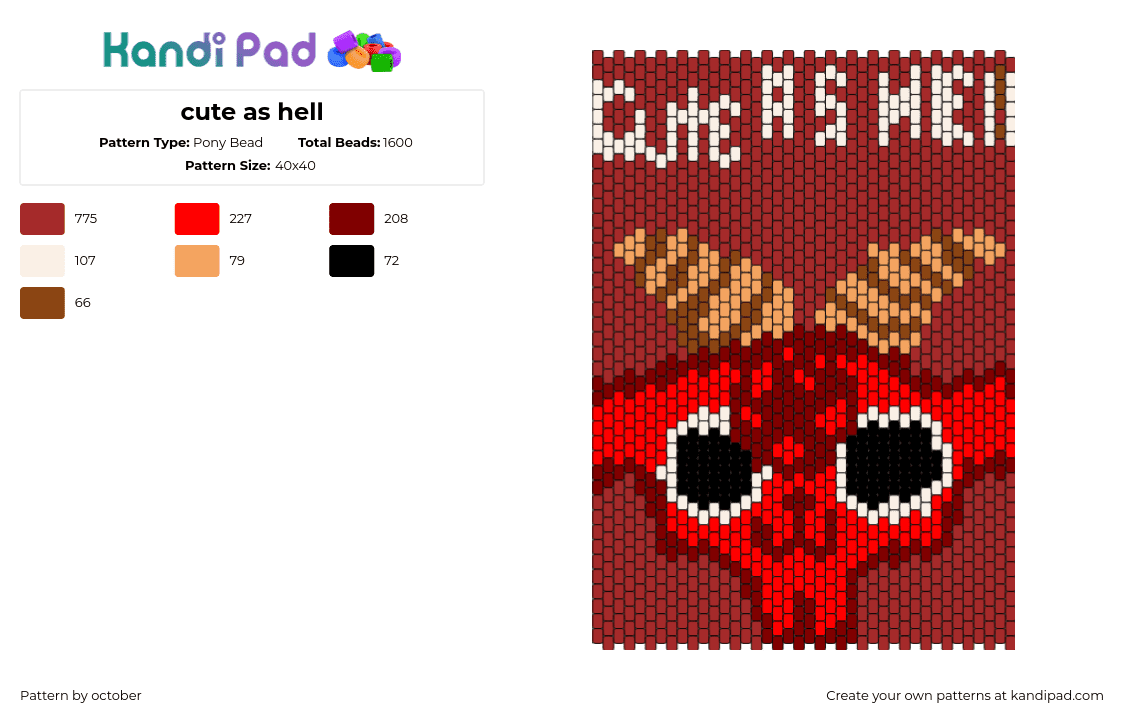 cute as hell - Pony Bead Pattern by october on Kandi Pad - goat,sign,text,panel,cute,demon,satan,red