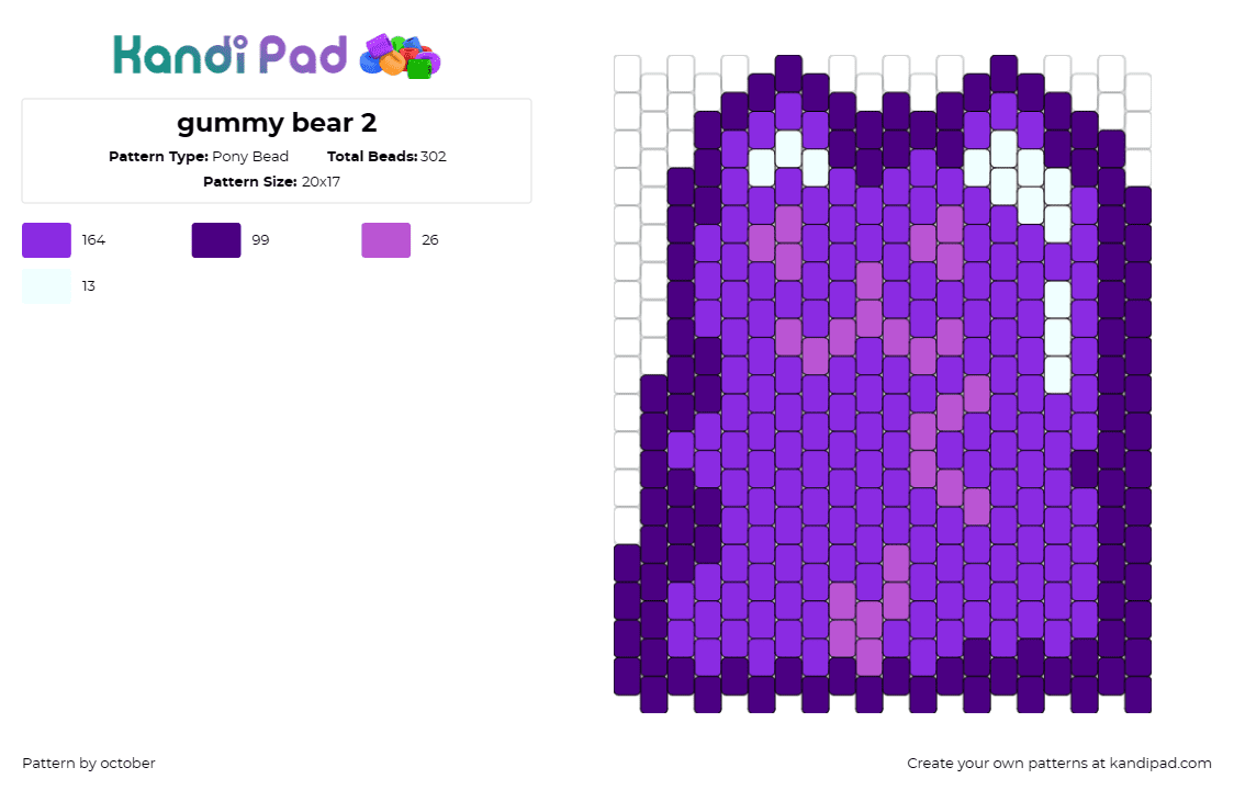 gummy bear 2 - Pony Bead Pattern by october on Kandi Pad - gummy bear,candy,sweet,dessert,cute,jelly,purple