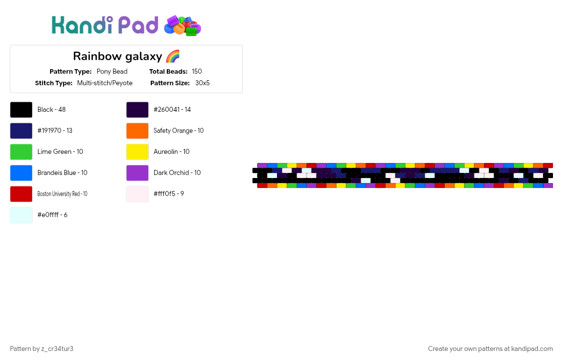 Rainbow galaxy 🌈 - Pony Bead Pattern by z_cr34tur3 on Kandi Pad - purple