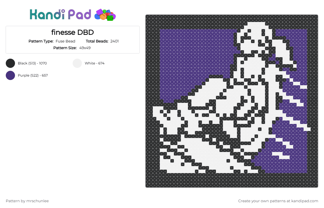 finesse DBD - Fuse Bead Pattern by mrschunlee on Kandi Pad - purple, white