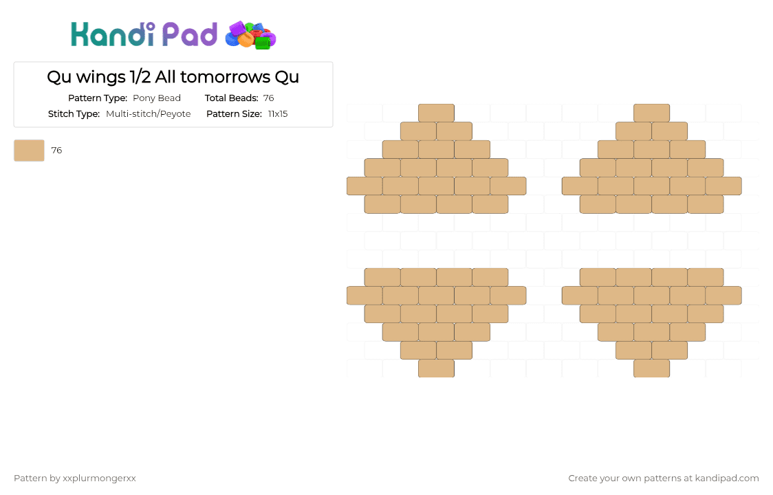 Qu wings 1/2 All tomorrows Qu - Pony Bead Pattern by xxplurmongerxx on Kandi Pad - beige,all tomorrows,scifi,qu