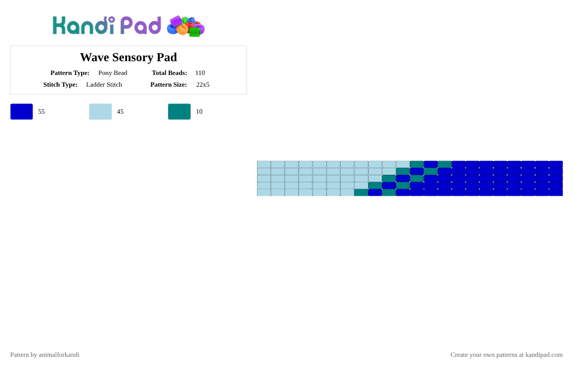 Wave Sensory Pad - Pony Bead Pattern by animalforkandi on Kandi Pad - light blue,purple