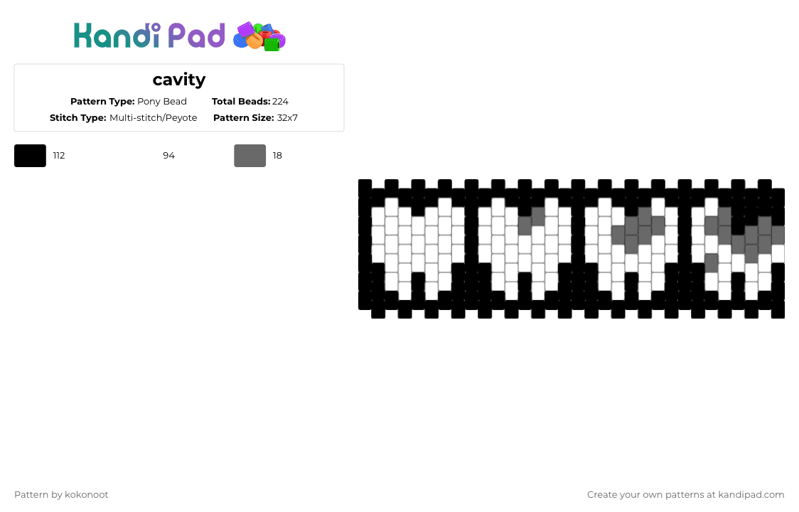 cavity - Pony Bead Pattern by kokonoot on Kandi Pad - white,teeth,tooth