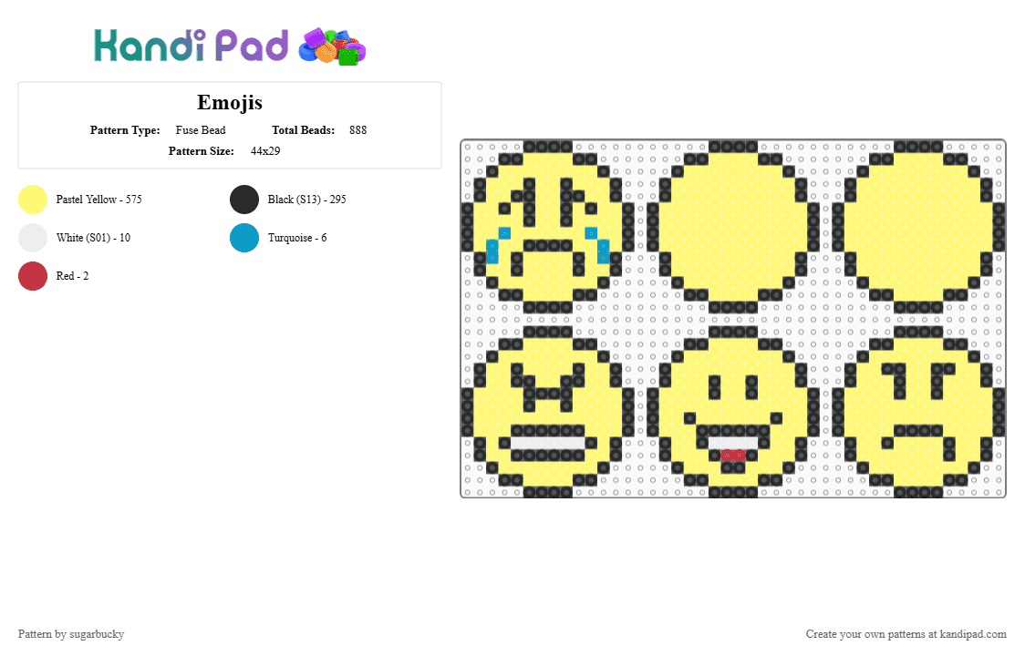 Emojis - Fuse Bead Pattern by sugarbucky on Kandi Pad - emoji, smiley, yellow