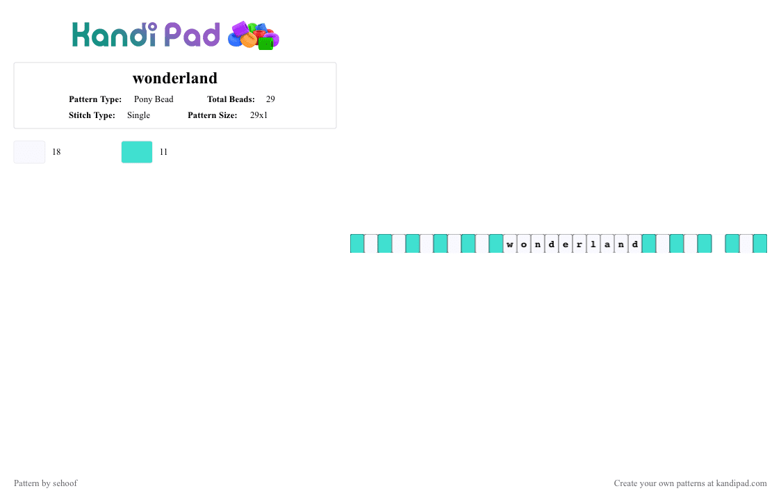 wonderland - Pony Bead Pattern by sehoof on Kandi Pad - white,light blue