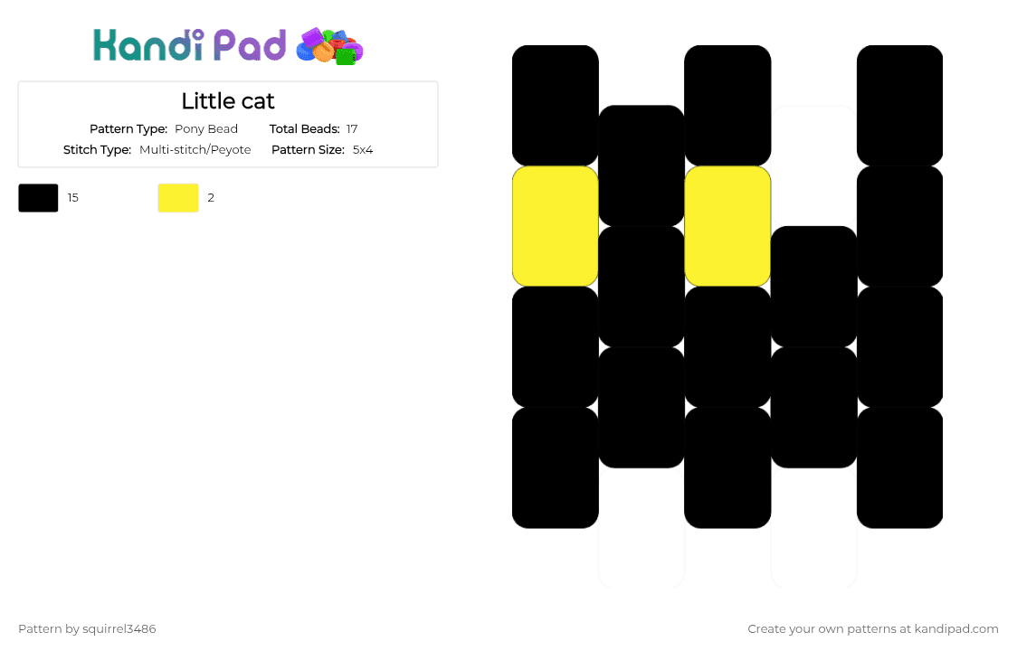 Little cat - Pony Bead Pattern by squirrel3486 on Kandi Pad - black