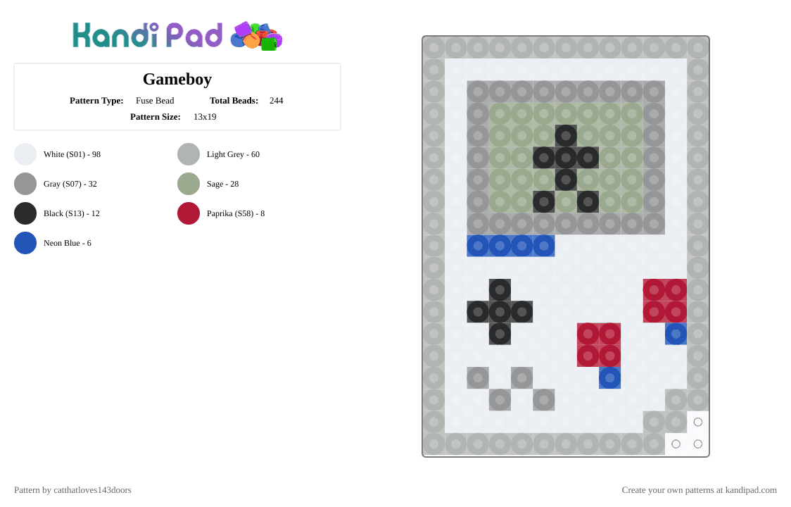 Gameboy - Fuse Bead Pattern by catthatloves143doors on Kandi Pad - beige,gray,cotdcollectibles