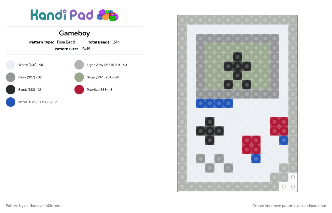 Gameboy - Fuse Bead Pattern by catthatloves143doors on Kandi Pad - beige, cotdcollectibles, gray