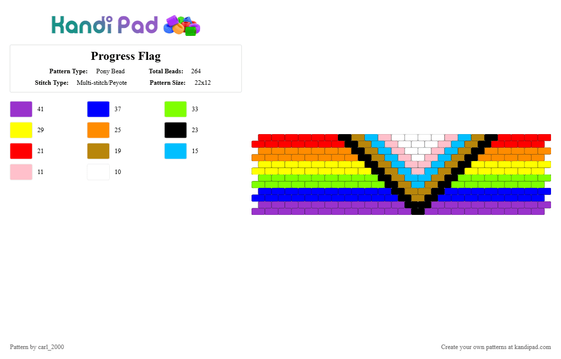 Progress Flag - Pony Bead Pattern by carl_2000 on Kandi Pad - yellow,green,purple,pride,flags,bracelet,progress flag