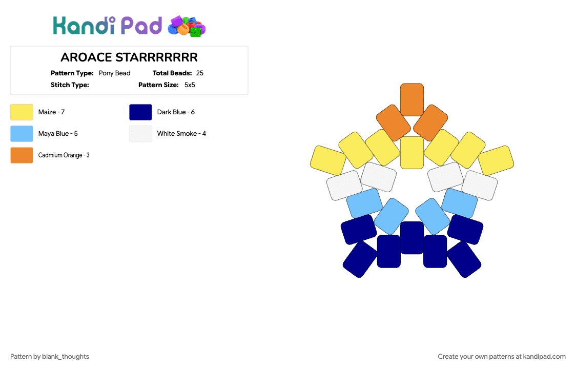 AROACE STARRRRRRR - Pony Bead Pattern by blank_thoughts on Kandi Pad - aroace, cute, gay, pride, purple, star, yellow
