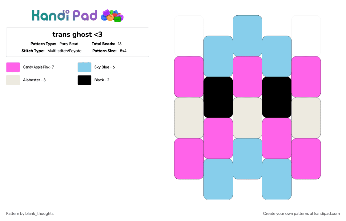 trans ghost - Pony Bead Pattern by blank_thoughts on Kandi Pad - ghost, light blue, love, pink, pride, trans
