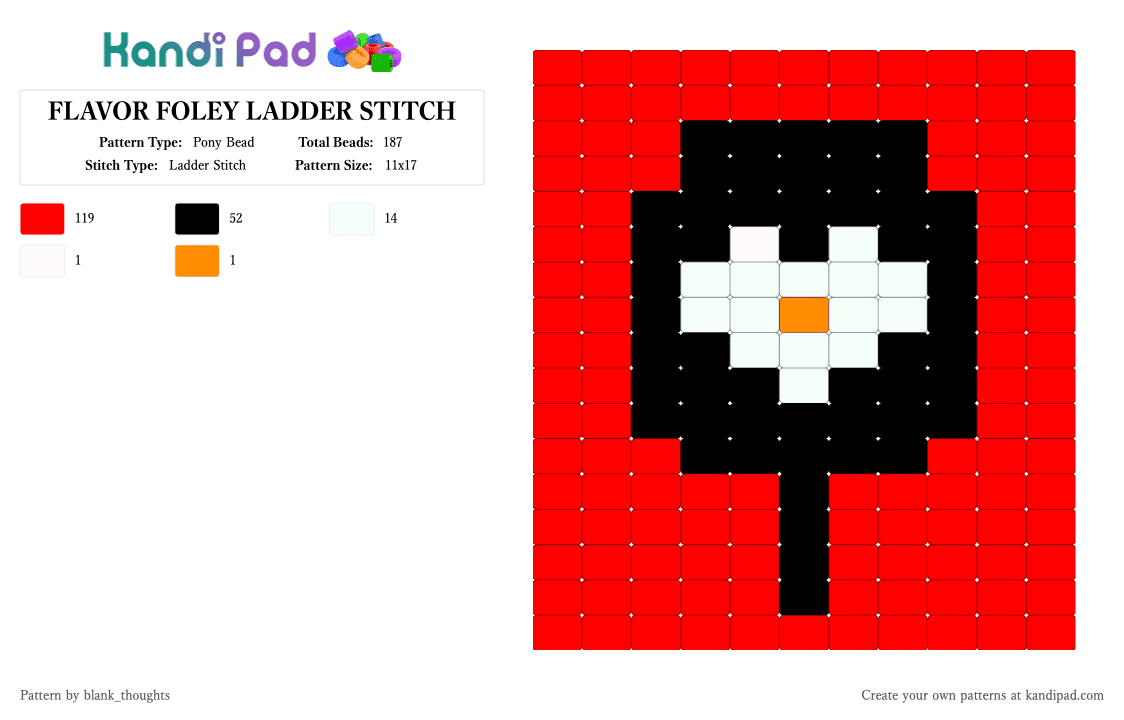 FLAVOR FOLEY LADDER STITCH - Pony Bead Pattern by blank_thoughts on Kandi Pad - red