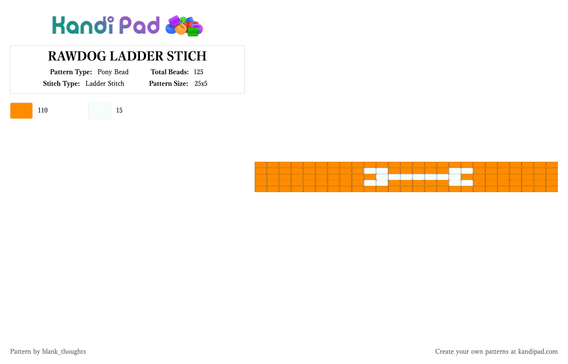 RAWDOG LADDER STICH - Pony Bead Pattern by blank_thoughts on Kandi Pad - orange,flavor foley,ladder,easy,vocaloid,vsynth