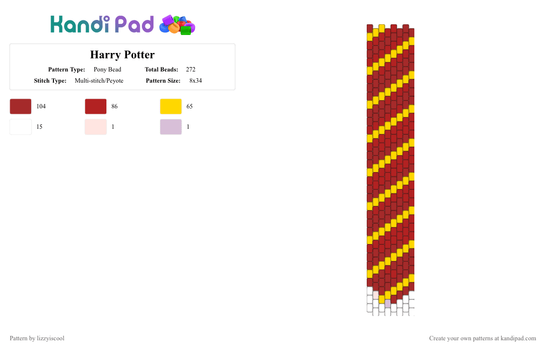 Harry Potter - Pony Bead Pattern by lizzyiscool on Kandi Pad - red