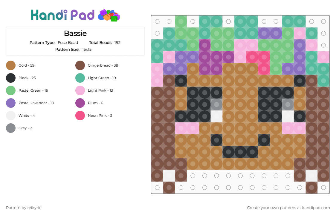 Bassie - Fuse Bead Pattern by reikyrie on Kandi Pad - tan, teal