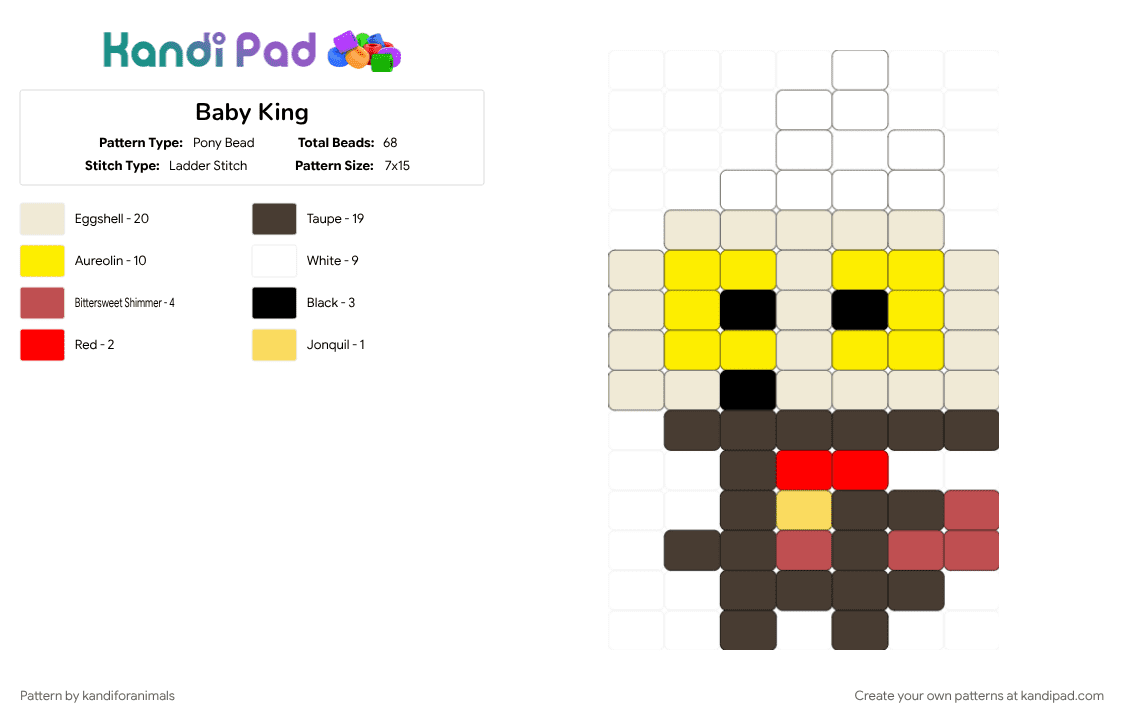 Baby King - Pony Bead Pattern by kandiforanimals on Kandi Pad - brown