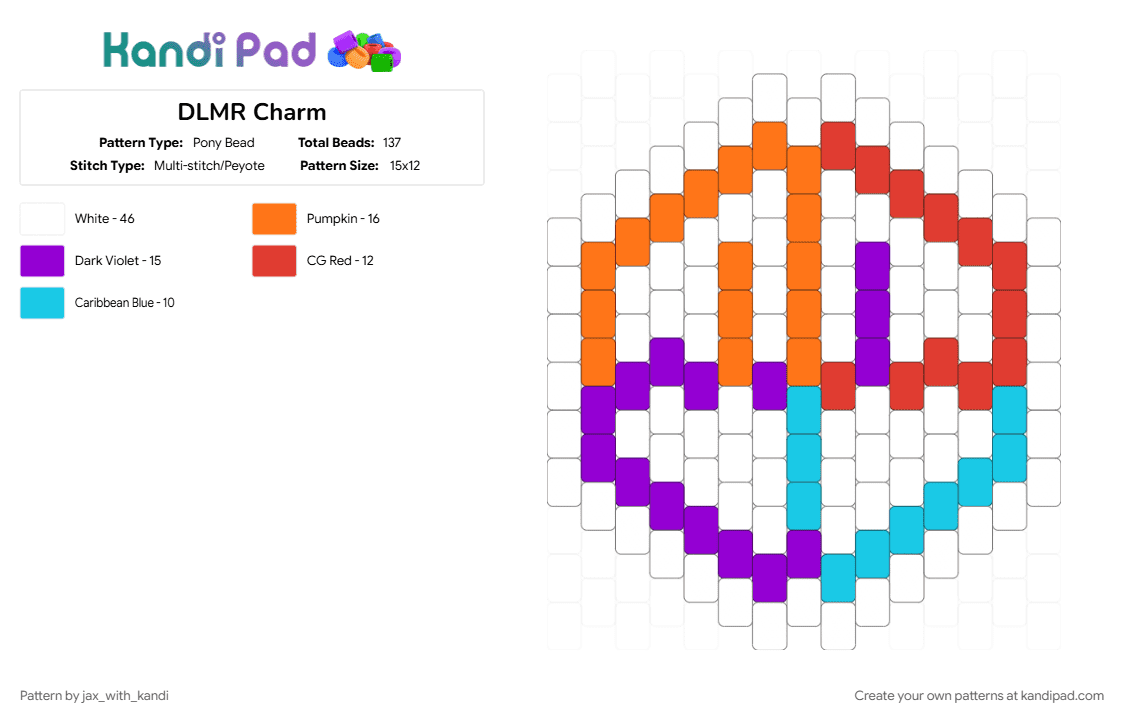 DLMR Charm - Pony Bead Pattern by jax_with_kandi on Kandi Pad - 