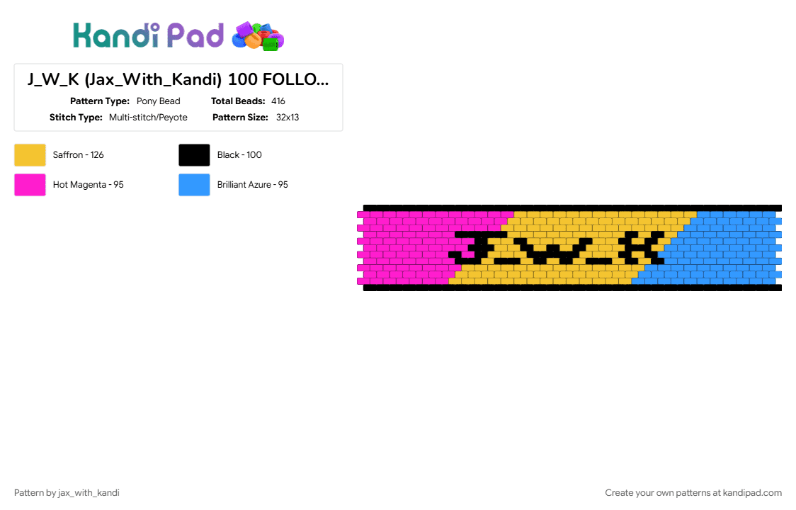 J_W_K (Jax_With_Kandi) 100 FOLLOWERS!!!!! (PANSEXUAL) - Pony Bead Pattern by jax_with_kandi on Kandi Pad - 
