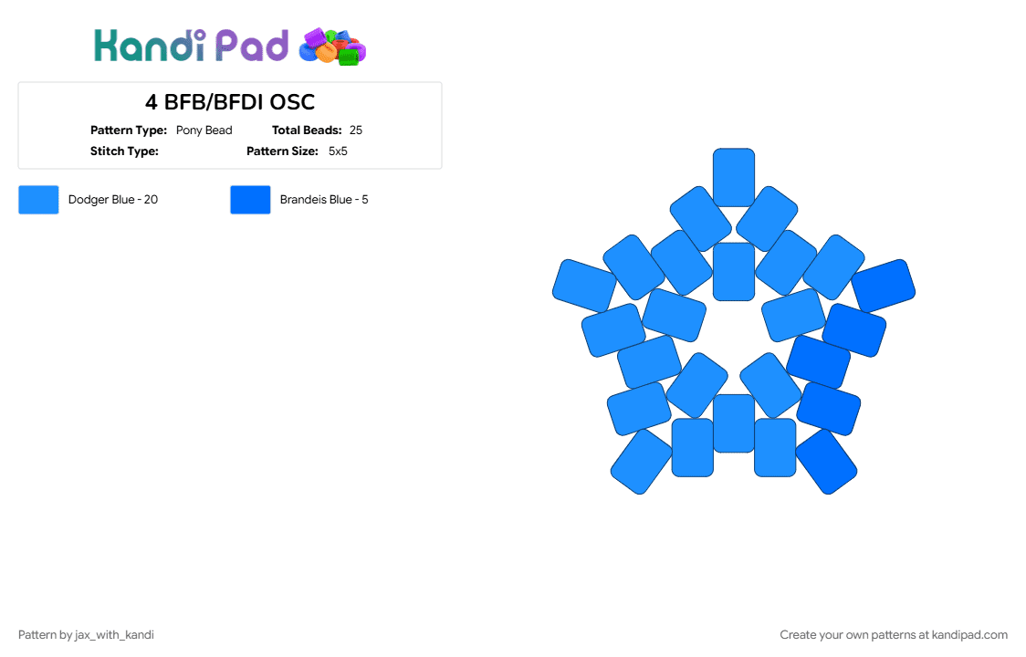4 BFB/BFDI OSC - Pony Bead Pattern by jax_with_kandi on Kandi Pad - 4, bfb, bfdi, light blue, osc, osc star, tpot
