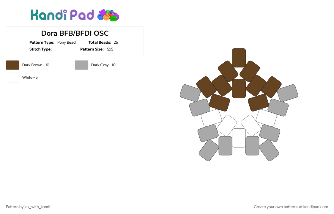 Dora BFB/BFDI OSC - Pony Bead Pattern by jax_with_kandi on Kandi Pad - beige, bfb, bfdi, brown, dora, osc, osc star, tpot