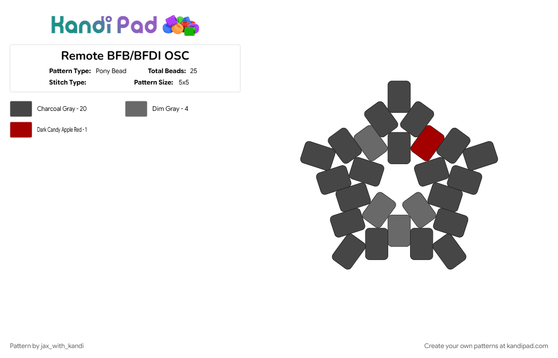 Remote BFB/BFDI OSC - Pony Bead Pattern by jax_with_kandi on Kandi Pad - bfb, bfdi, brown, osc, osc star, remote, tpot