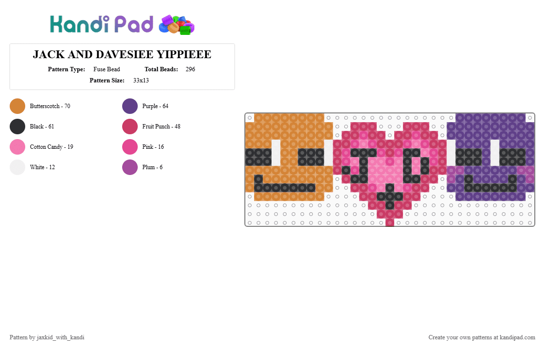 JACK AND DAVESIEE YIPPIEEE - Fuse Bead Pattern by jaxkid_with_kandi on Kandi Pad - cotdromance, dave miller, dsaf, jack